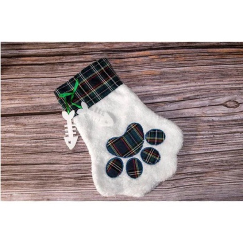Cat paw print Christmas stocking